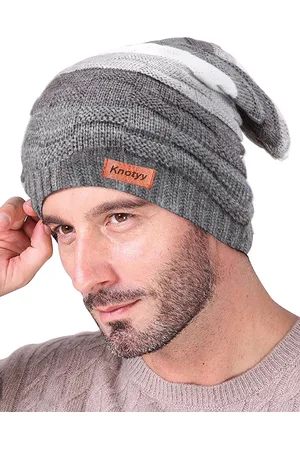 Knotyy Grey & White Colourblocked Unisex Beanie