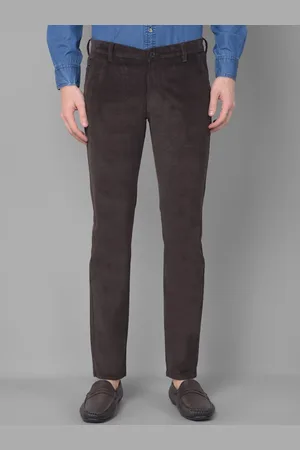 Canary London Men Olive Green Textured Smart Slim Fit Wrinkle Free Trousers