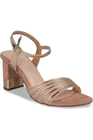 Metro Open Toe Block Heels With Buckles