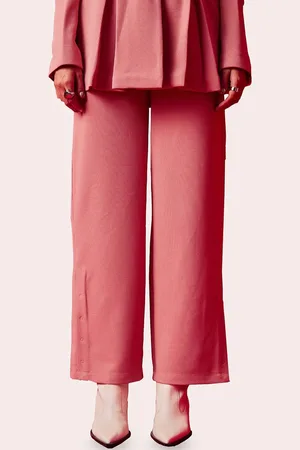 Muvazo Women Straight Fit Cotton Parallel Trousers