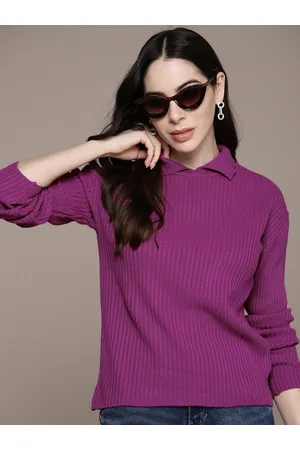 Roadster The Lifestyle Co. Shirt Collar Full-Sleeves Ribbed Pullover