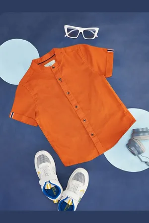 Pantaloons Boys Mandarin Collar Short Sleeves Cotton Casual Shirt