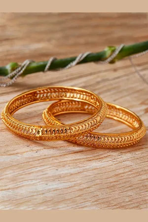 Zeneme Set Of 2 Gold Plated Bangle