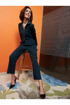 ATHENA Green Long Sleeves Shirt With Trousers Co-Ords