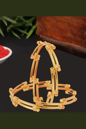 Zeneme Set Of 2 Gold-Plated Brass Bangles