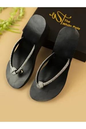 THE WHITE POLE Embellished Open Toe Platform Heels