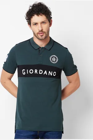Giordano Typography Printed Polo Collar Slim Fit T-Shirt