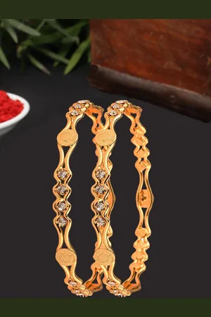 Zeneme Set Of 2 Gold Plated Bangles