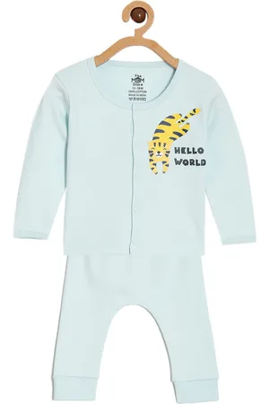 The Mom Store Infants Graphic Printed Pure Cotton T-shirt with Pyjamas