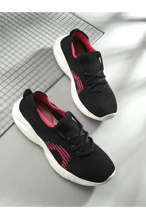 HRX Women Black & Pink Lace-Up Walking Shoes