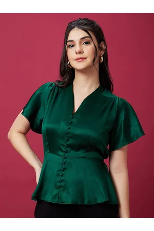 Globus Women Flutter Sleeve Peplum Party Top