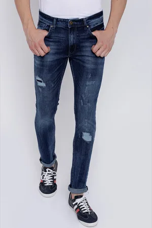 LocoMotive Men Blue Dragon Slim Fit Mildly Distressed Stretchable Jeans
