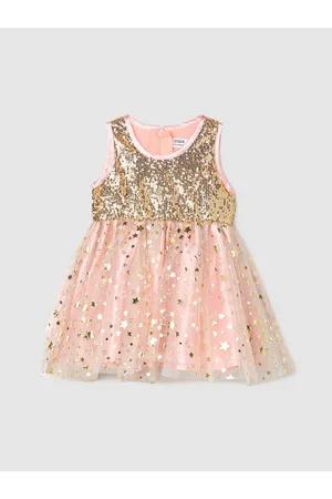 Max Collection Girls Embellished Sleeveless Pleated Fit & Flare Dress