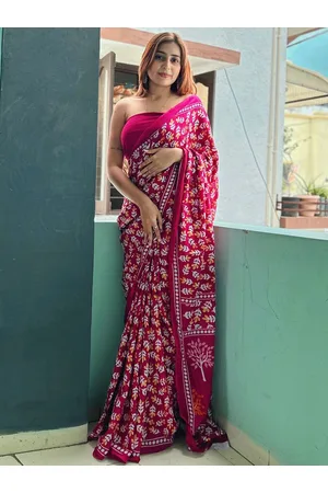 Kalini Floral Printed Poly Cotton Saree