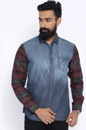 LocoMotive Blue Washed Denim Casual Shirt