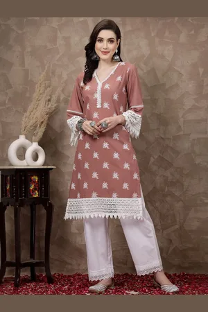 Pluss Pink Ethnic Motifs Printed Flared Sleeves Cotton A-Line Kurta