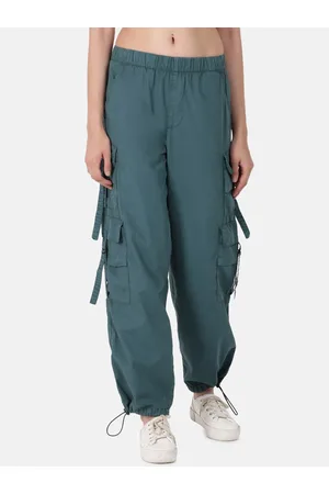 Bene Kleed Women Parachute Fit High-Rise Cargos Trousers