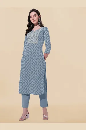 Mirchi Fashion Women Grey Geometric Yoke Design Kurta