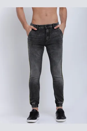 LocoMotive Men Grey Jogger Mid-Rise Clean Look Stretchable Jeans