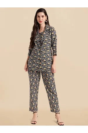 Kalini Floral Printed Pure Cotton Top & Jacket With Trouser