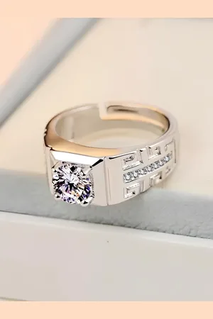 KARISHMA KREATIONS Silver-Plated Stainless Steel AD-Stone Studded Finger Ring