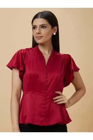 Globus Women Flutter Sleeve Peplum Party Top