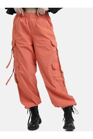 Bene Kleed Women Parachute Fit High-Rise Cargos Trousers