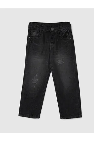 Max Collection Boys Low Distress Whiskers & Chevrons Light Fade Cotton Jeans