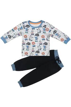 Clothe Funn Boys Graphic Printed Pure Cotton Top with Pyjamas