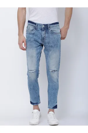 LocoMotive Men Blue Tapered Fit Mid-Rise Low Distress Stretchable Jeans