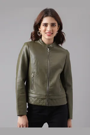 Latin Quarters Stand Collar Crop Leather Jacket