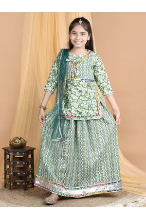Cutiekins Girls Printed Gotta Patti Ready to Wear Lehenga & Blouse With Dupatta