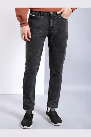 The Indian Garage Co Black Slim Fit Mid-Rise Light Fade Stretchable Jeans
