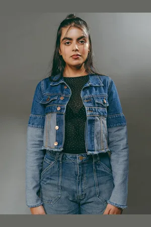FREAKINS Striped Pure Cotton Denim Jacket