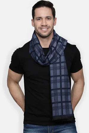 Alvaro Castagnino Men Blue Checked Muffler