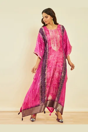 Soch Ethnic Motifs Brocade Woven Design Beads & Stones Kaftan Ethnic Dress With Camisole