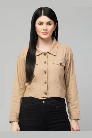 Chemistry Spread Collar Crop Denim Jacket