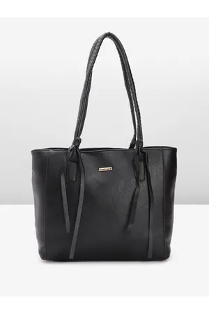 Fastrack Black Tote Bag with Twisted Handles and Tassels & Spacious Zipper Compartment