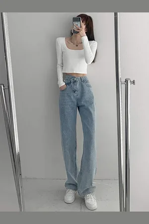LULU & SKY Women Straight Fit High-Rise Clean Look Stretchable Jeans