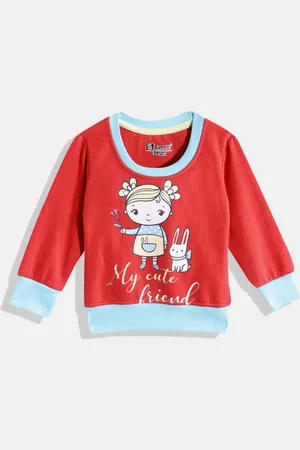 Eteenz Girls Graphic Printed Cotton Sweatshirt