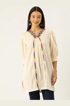 MISRI Women Embroidered Cotton Tunic