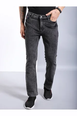 The Indian Garage Co Men Black Mid-Rise Bootcut Clean Look Heavy Fade Stretchable Jeans