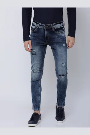 LocoMotive Men Blue Slim Fit Mid-Rise Highly Distressed Stretchable Jeans