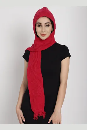 Ellis Self Design Acrylic Beanie Cap With Attached Muffler
