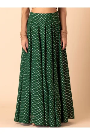 INDYA Polka Dots Foil Printed A-Line Skirt