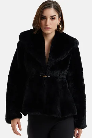 Kazo Peplum Faux Fur Bomber Jacket