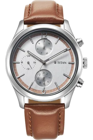 Titan Men Dial & Leather Textured Straps Analogue Watch 10026SL02