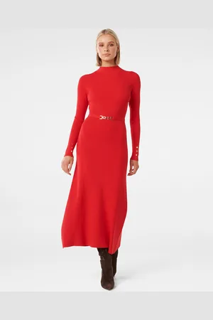 Forever New High Neck A-Line Midi Dress With Belt