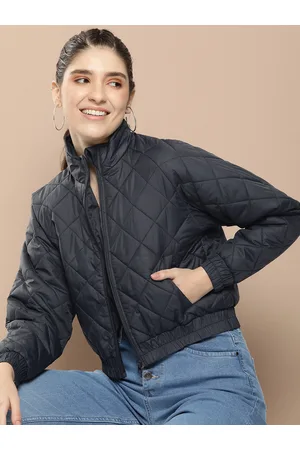 HERE&NOW Solid Mock-Collar Padded Jacket