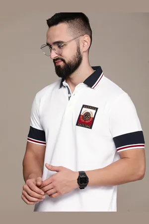 Nautica Brand Logo Embroidered Polo Collar Pure Cotton T-shirt